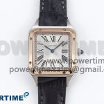Santos Dumont 27.5mm SS/RG AF 1:1 Best Edition Silver Dial on Gray Croco Strap A157