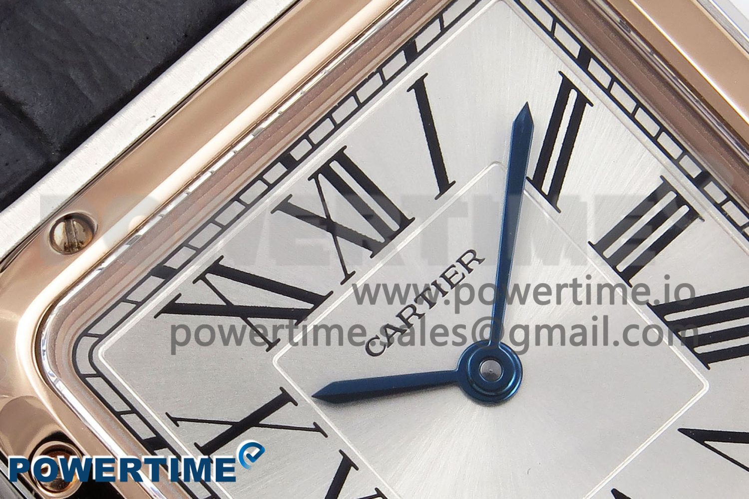 Santos Dumont 27.5mm SS/RG AF 1:1 Best Edition Silver Dial on Gray Croco Strap A157 - Image 4