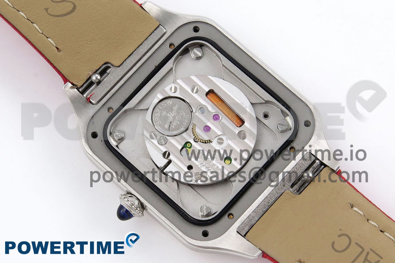 Santos Dumont 27.5mm SS/RG AF 1:1 Best Edition Silver Dial on Red Leather Strap A157 - Image 11