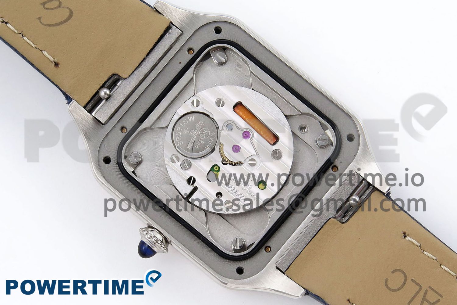 Santos Dumont 27.5mm SS AF 1:1 Best Edition Silver Dial on Blue Croco Strap A157 - Image 7