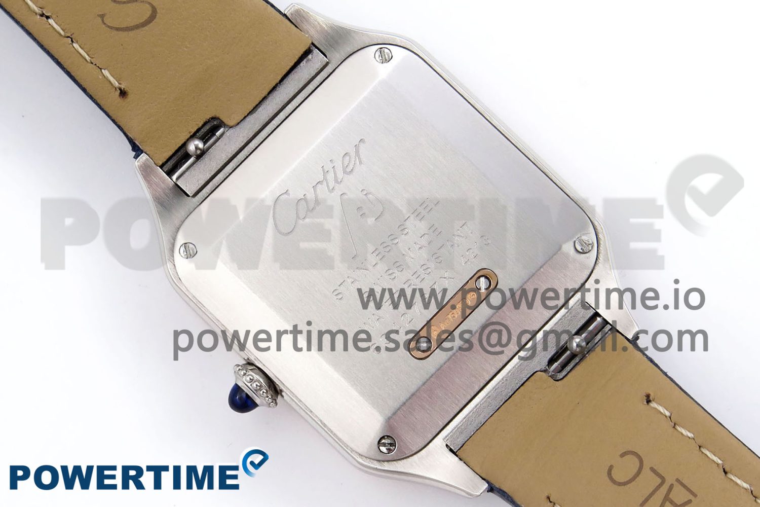 Santos Dumont 27.5mm SS/RG AF 1:1 Best Edition Silver Dial on Blue Croco Strap A157 - Image 14