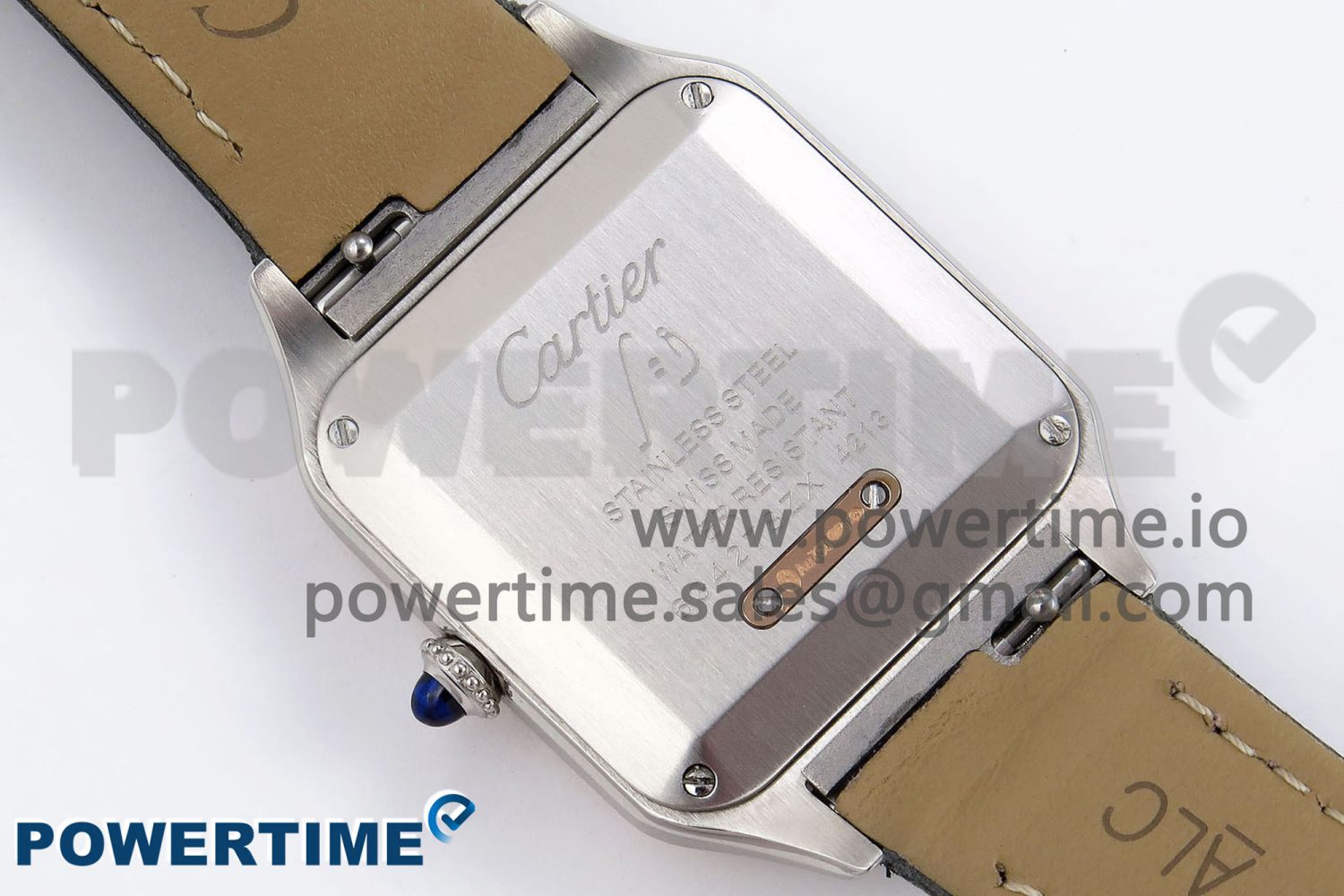 Santos Dumont 27.5mm SS/RG AF 1:1 Best Edition Silver Dial on Gray Croco Strap A157 - Image 13