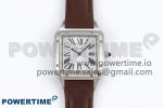 Santos Dumont 27.5mm SS AF 1:1 Best Edition Silver Dial on Brown Leather Strap A157