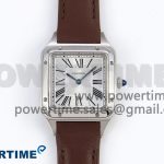 Santos Dumont 27.5mm SS AF 1:1 Best Edition Silver Dial on Brown Leather Strap A157