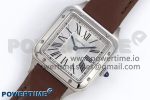 Santos Dumont 27.5mm SS AF 1:1 Best Edition Silver Dial on Brown Leather Strap A157 - Image 2