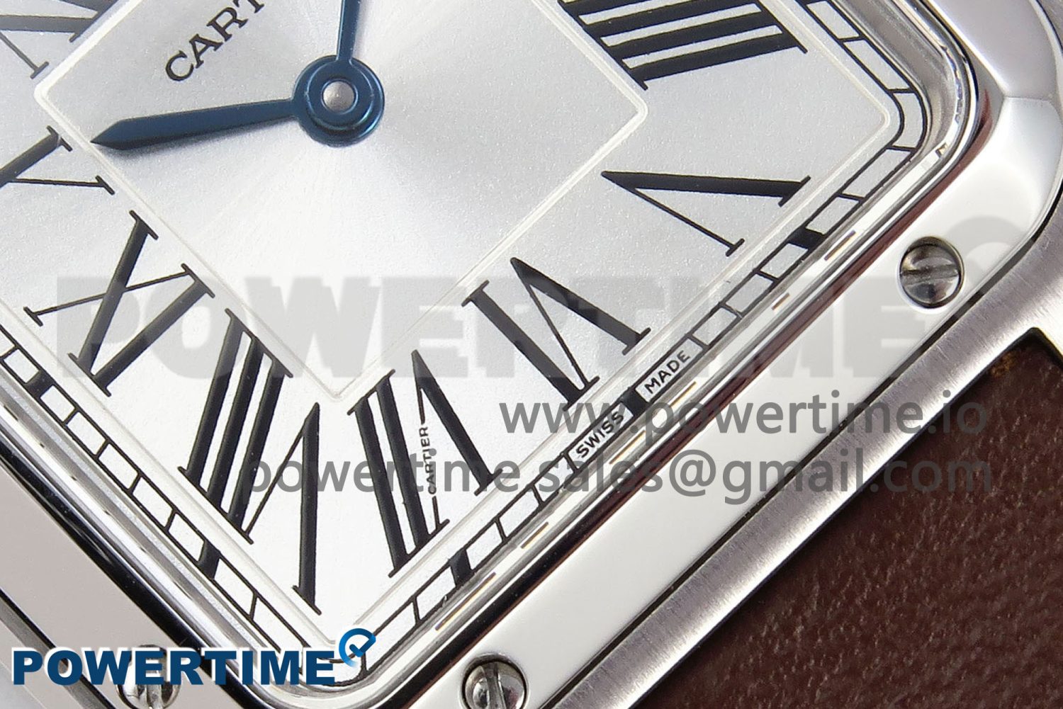 Santos Dumont 27.5mm SS AF 1:1 Best Edition Silver Dial on Brown Leather Strap A157 - Image 5