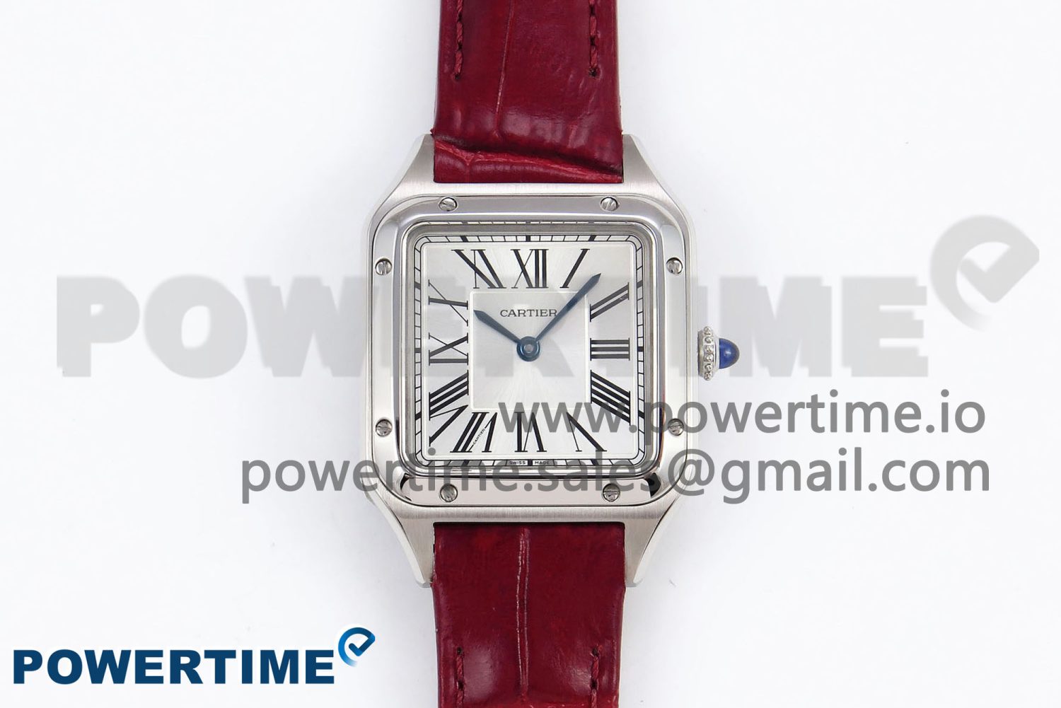 Santos Dumont 27.5mm SS AF 1:1 Best Edition Silver Dial on Red Croco Strap A157 - Image 1