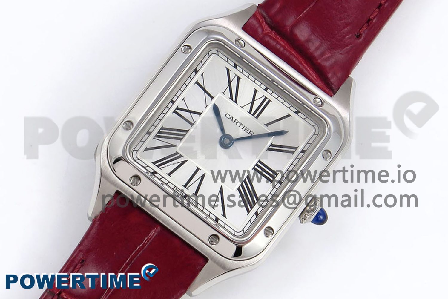 Santos Dumont 27.5mm SS AF 1:1 Best Edition Silver Dial on Red Croco Strap A157 - Image 2