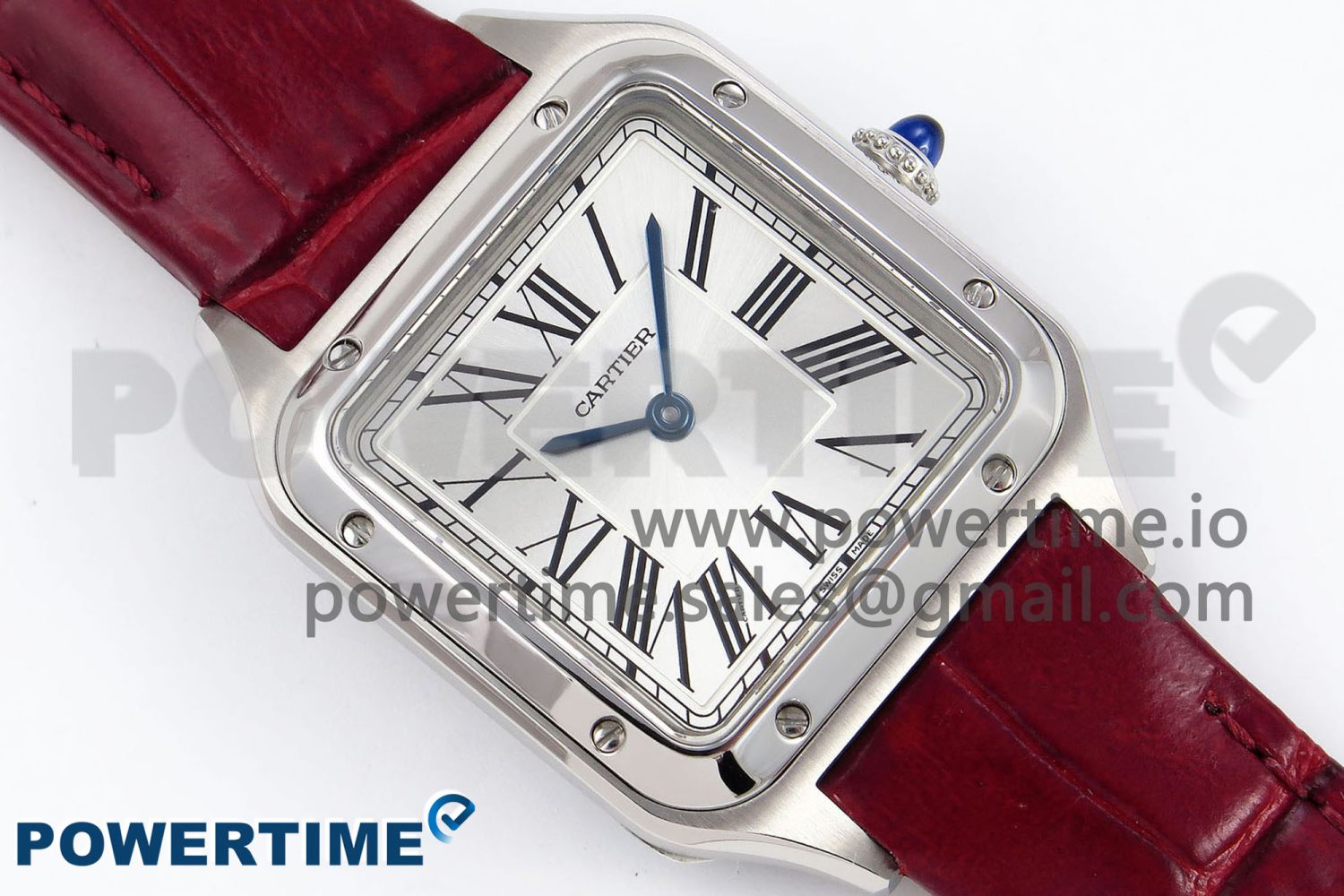 Santos Dumont 27.5mm SS AF 1:1 Best Edition Silver Dial on Red Croco Strap A157 - Image 3