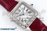Santos Dumont 27.5mm SS AF 1:1 Best Edition Silver Dial on Red Croco Strap A157 - Image 3