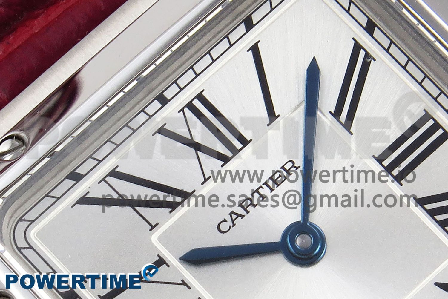 Santos Dumont 27.5mm SS AF 1:1 Best Edition Silver Dial on Red Croco Strap A157 - Image 4