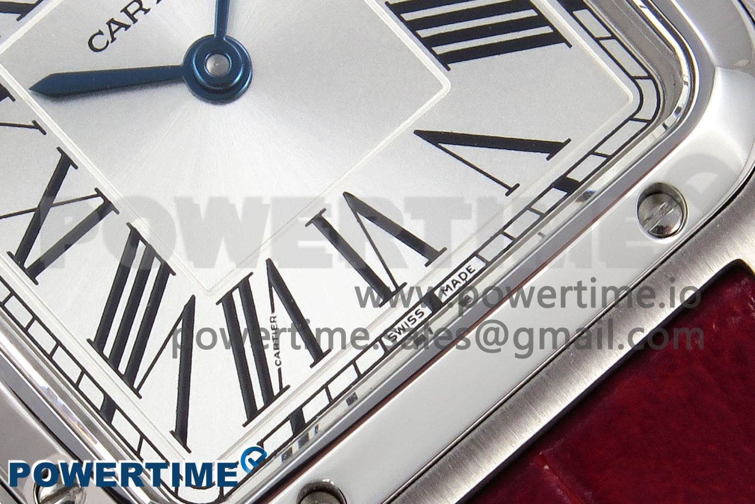 Santos Dumont 27.5mm SS AF 1:1 Best Edition Silver Dial on Red Croco Strap A157 - Image 5
