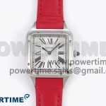 Santos Dumont 27.5mm SS AF 1:1 Best Edition Silver Dial on Red Leather Strap A157