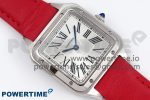Santos Dumont 27.5mm SS AF 1:1 Best Edition Silver Dial on Red Leather Strap A157 - Image 3