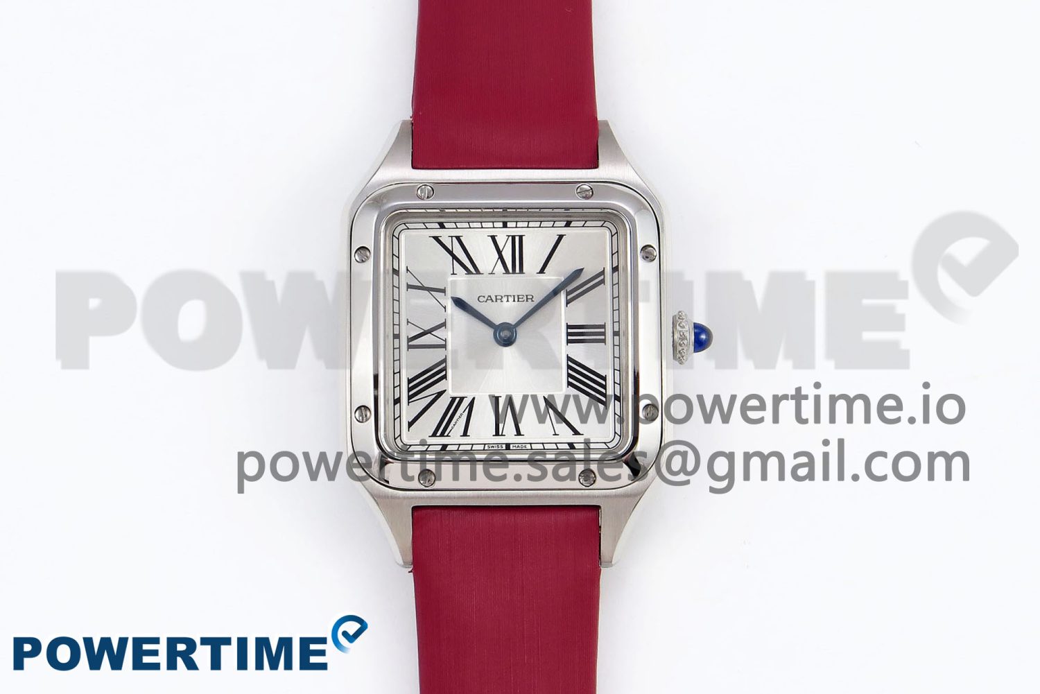 Santos Dumont 27.5mm SS AF 1:1 Best Edition Silver Dial on Red Fabric Strap A157 - Image 1