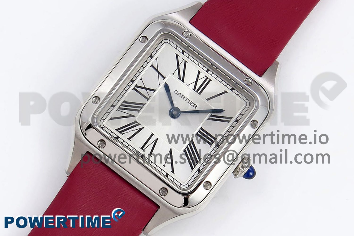 Santos Dumont 27.5mm SS AF 1:1 Best Edition Silver Dial on Red Fabric Strap A157 - Image 2
