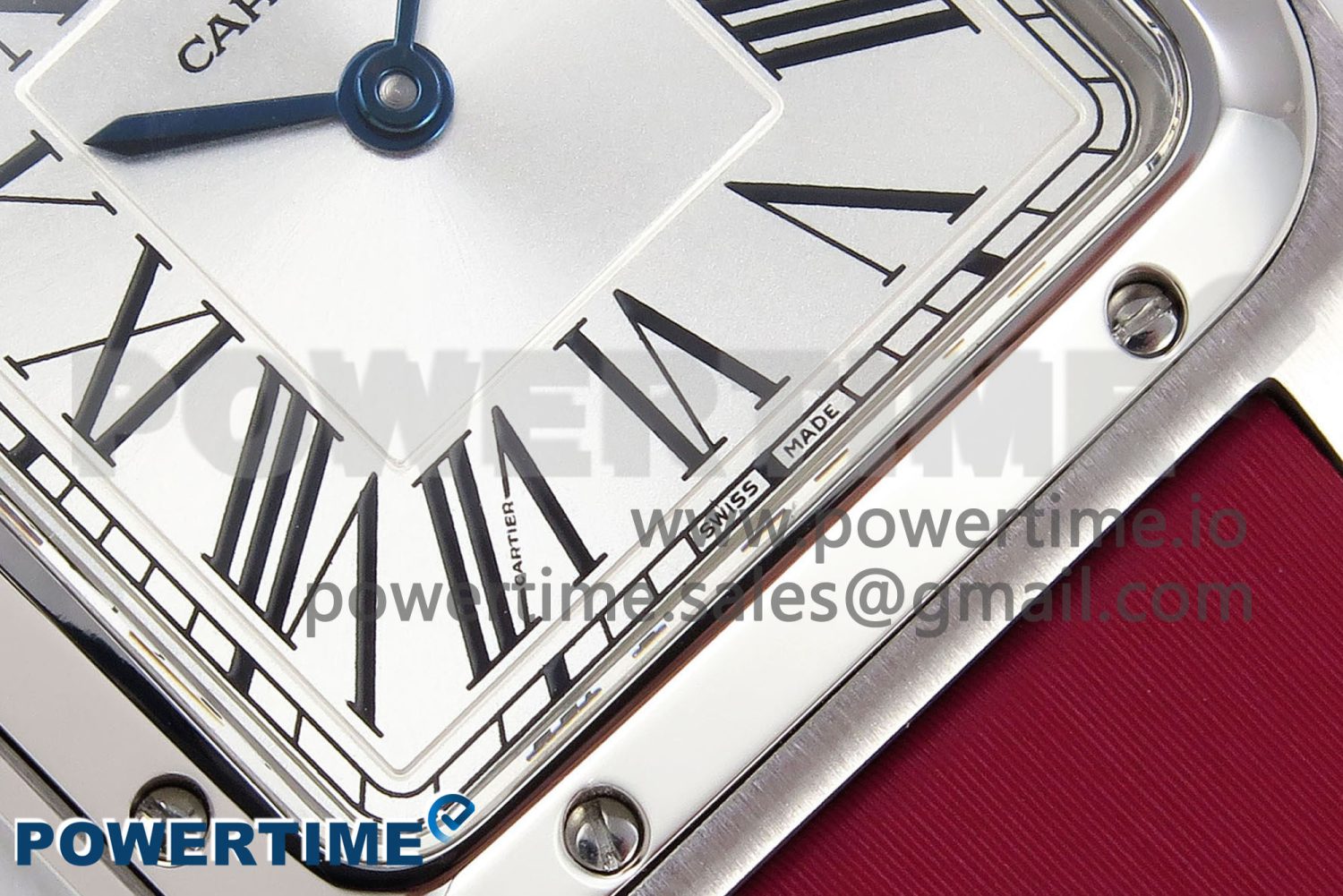 Santos Dumont 27.5mm SS AF 1:1 Best Edition Silver Dial on Red Fabric Strap A157 - Image 5