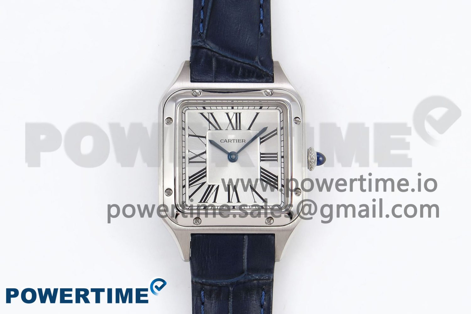 Santos Dumont 27.5mm SS AF 1:1 Best Edition Silver Dial on Blue Croco Strap A157 - Image 1