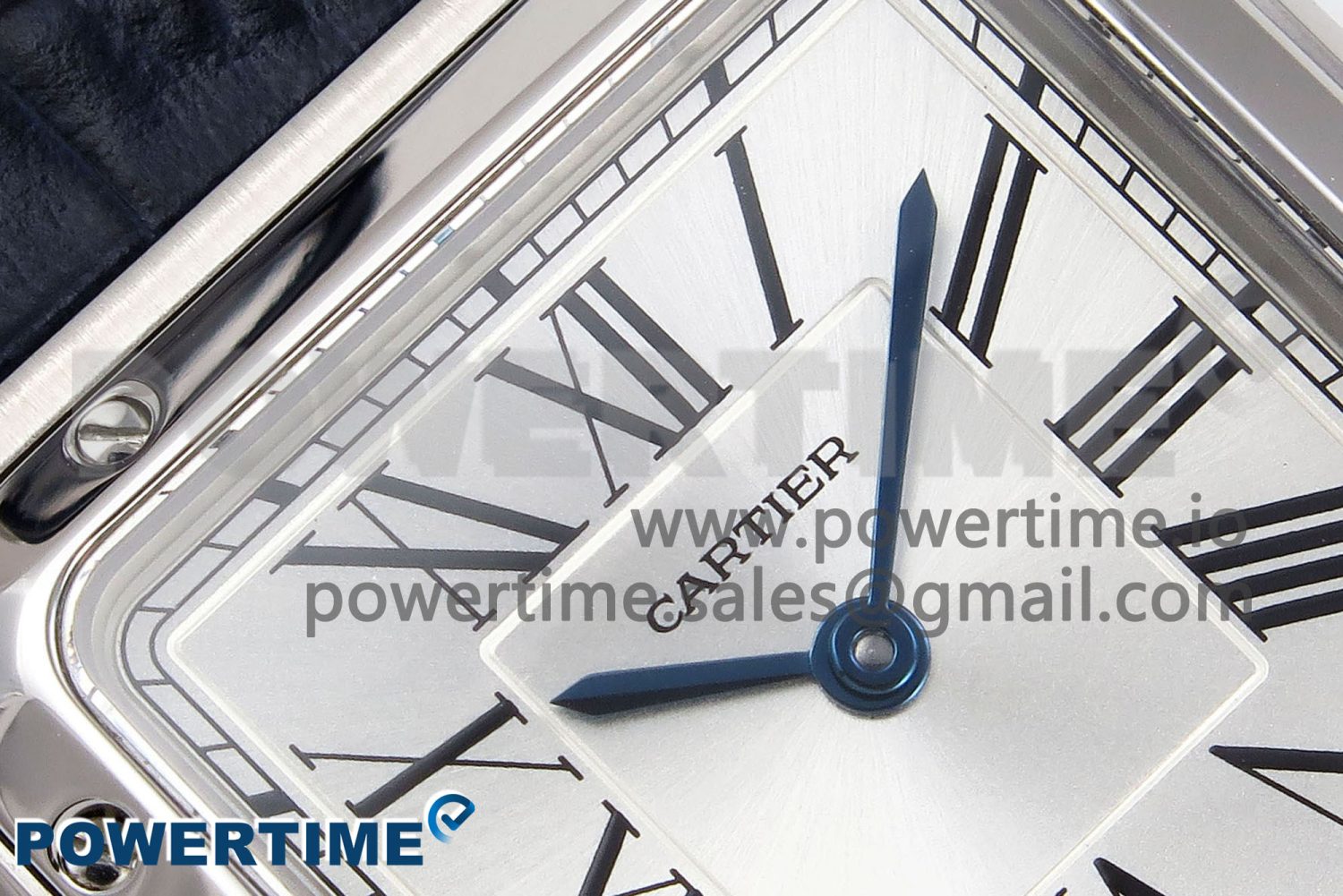 Santos Dumont 27.5mm SS AF 1:1 Best Edition Silver Dial on Blue Croco Strap A157 - Image 4