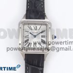 Santos Dumont 27.5mm SS AF 1:1 Best Edition Silver Dial on Gray Croco Strap A157