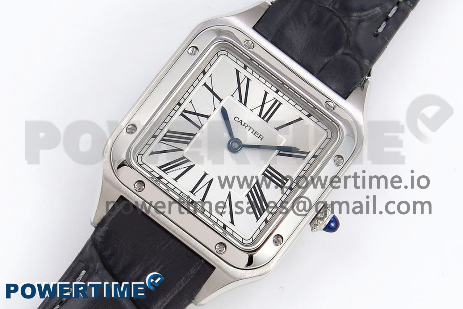 Santos Dumont 27.5mm SS AF 1:1 Best Edition Silver Dial on Gray Croco Strap A157 - Image 2
