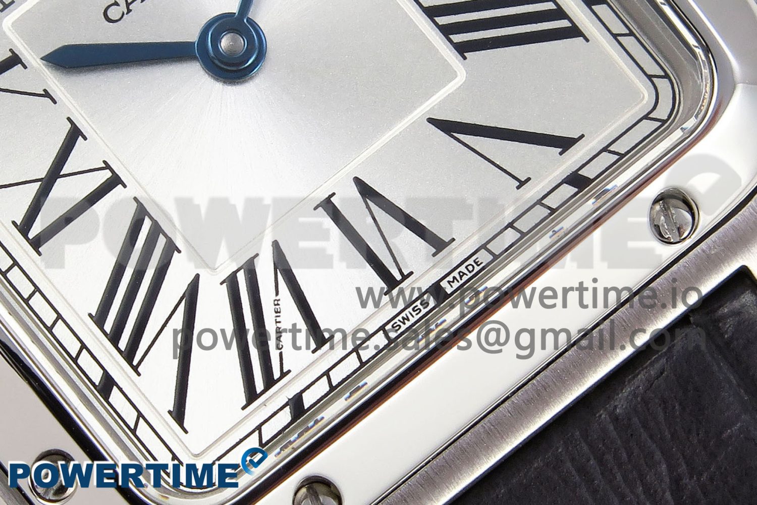 Santos Dumont 27.5mm SS AF 1:1 Best Edition Silver Dial on Gray Croco Strap A157 - Image 5