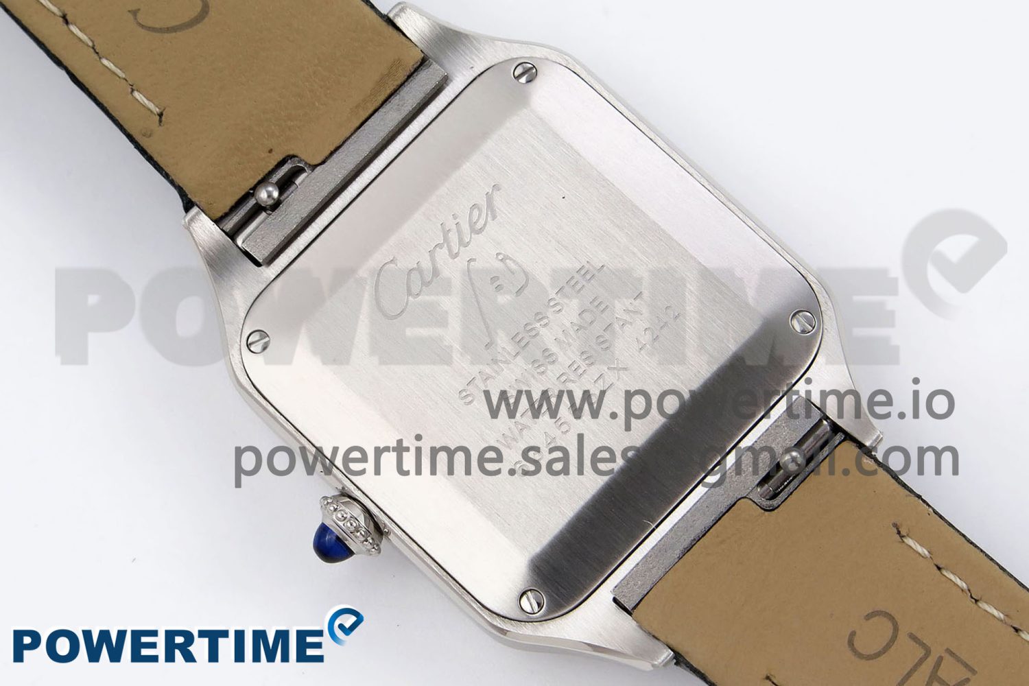 Santos Dumont 27.5mm SS AF 1:1 Best Edition Silver Dial on Gray Croco Strap A157 - Image 6