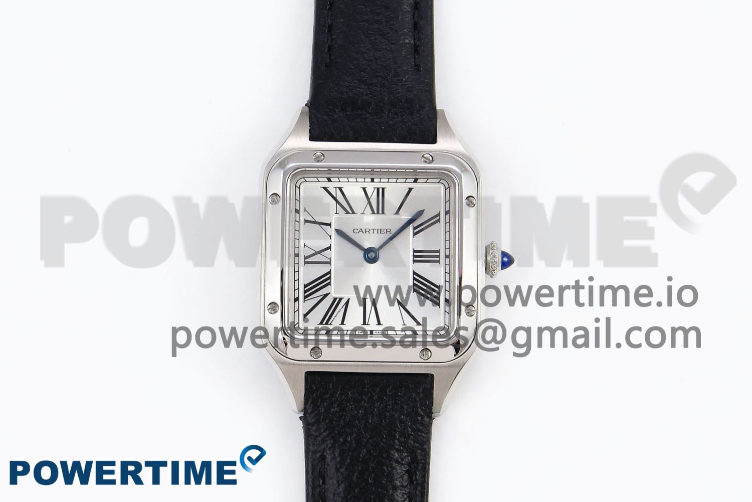 Santos Dumont 27.5mm SS AF 1:1 Best Edition Silver Dial on Black Leather Strap A157 - Image 1