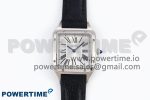 Santos Dumont 27.5mm SS AF 1:1 Best Edition Silver Dial on Black Leather Strap A157