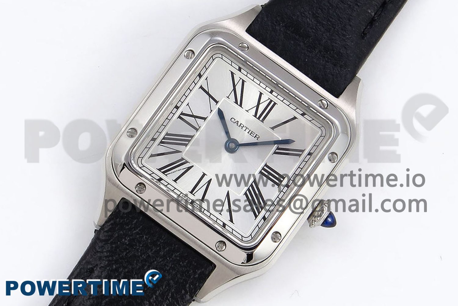 Santos Dumont 27.5mm SS AF 1:1 Best Edition Silver Dial on Black Leather Strap A157 - Image 2