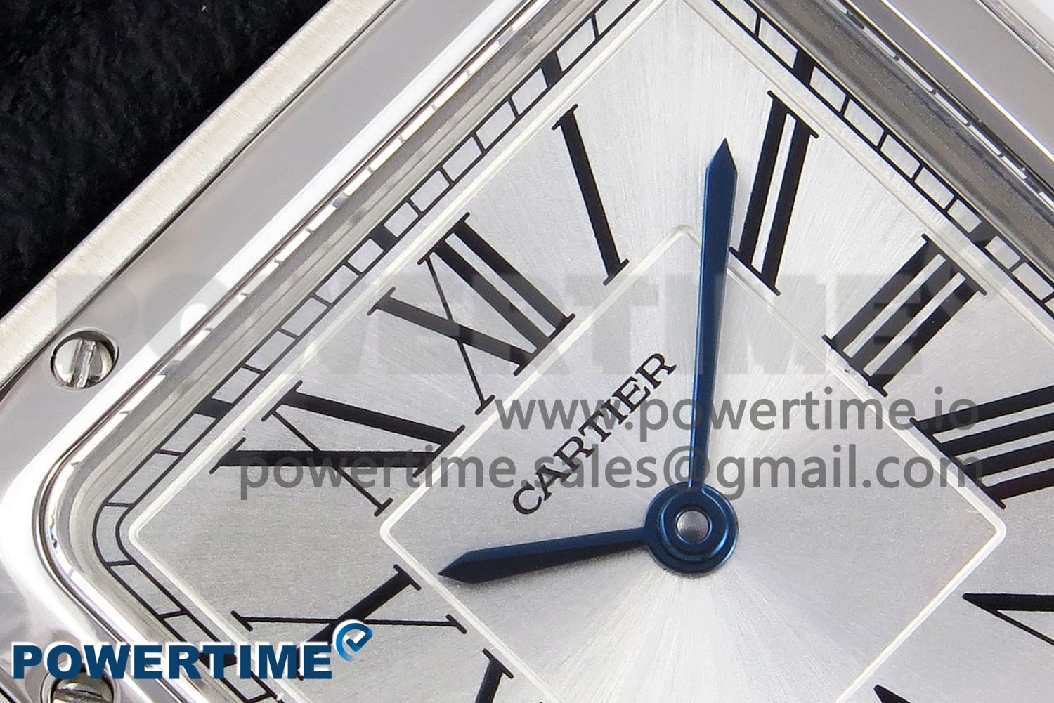 Santos Dumont 27.5mm SS AF 1:1 Best Edition Silver Dial on Black Leather Strap A157 - Image 4