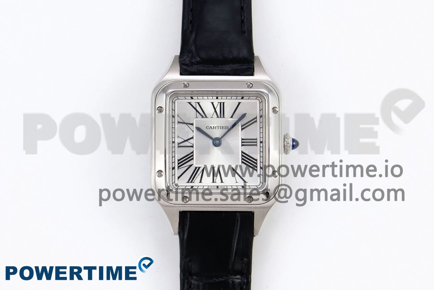 Santos Dumont 27.5mm SS AF 1:1 Best Edition Silver Dial on Black Croco Strap A157 - Image 1