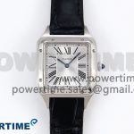 Santos Dumont 27.5mm SS AF 1:1 Best Edition Silver Dial on Black Croco Strap A157