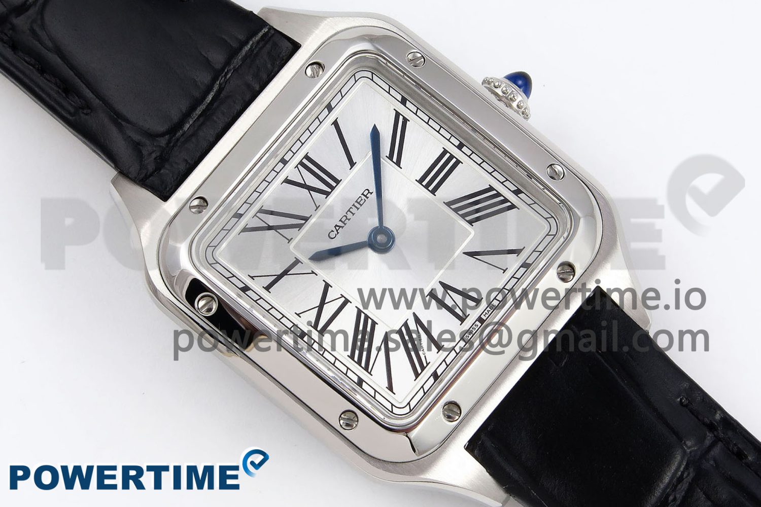 Santos Dumont 27.5mm SS AF 1:1 Best Edition Silver Dial on Black Croco Strap A157 - Image 3