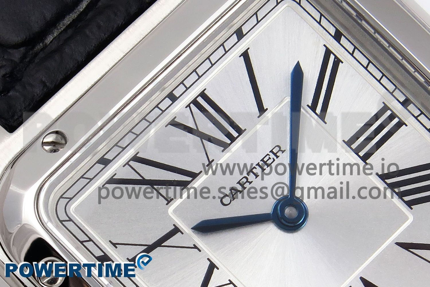 Santos Dumont 27.5mm SS AF 1:1 Best Edition Silver Dial on Black Croco Strap A157 - Image 4