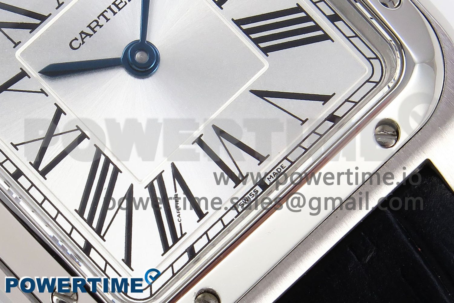 Santos Dumont 27.5mm SS AF 1:1 Best Edition Silver Dial on Black Croco Strap A157 - Image 5