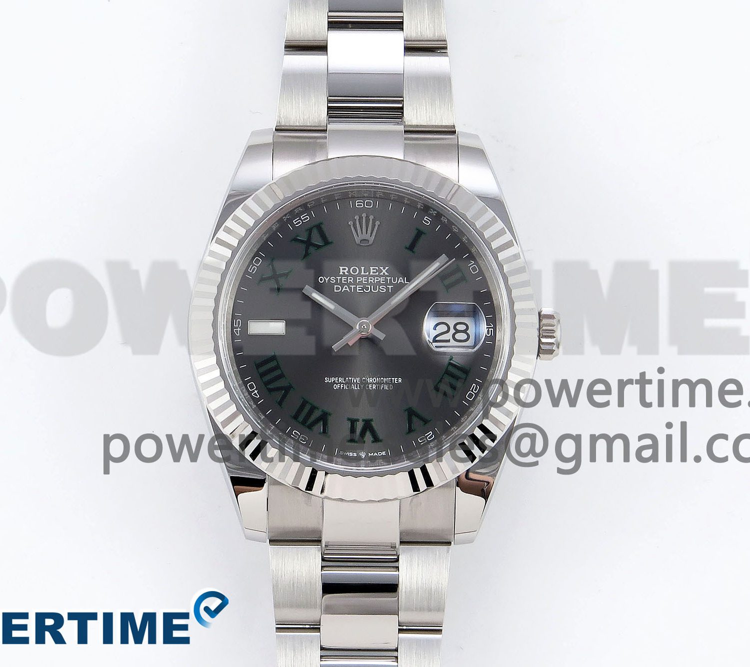 DateJust 41 126334 C+F 1:1 Best Edition 904L Steel Gray Dial Green Roman on SS Oyster Bracelet VR3235