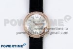 Ballon Blanc De Cartier 30mm RG DRF 1:1 Best Edition Silvered Texture Dial Diamonds Bezel on Black Leather Strap Ronda Quartz