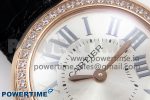 Ballon Blanc De Cartier 30mm RG DRF 1:1 Best Edition Silvered Texture Dial Diamonds Bezel on Black Leather Strap Ronda Quartz - Image 4