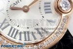 Ballon Blanc De Cartier 30mm RG DRF 1:1 Best Edition Silvered Texture Dial Diamonds Bezel on Black Leather Strap Ronda Quartz - Image 5