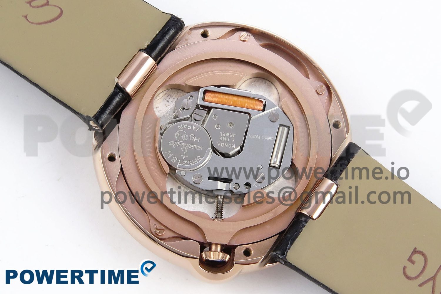 Ballon Blanc De Cartier 30mm RG DRF 1:1 Best Edition Silvered Texture Dial Diamonds Bezel on Black Leather Strap Ronda Quartz - Image 9