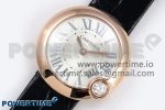 Ballon Blanc De Cartier 30mm RG DRF 1:1 Best Edition Silvered Texture Dial on Black Leather Strap Ronda Quartz - Image 2