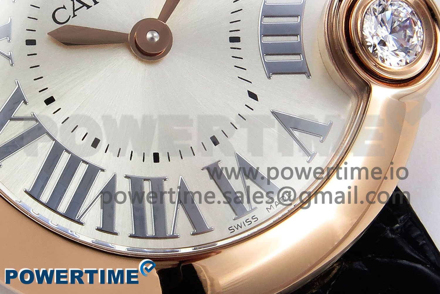 Ballon Blanc De Cartier 30mm RG DRF 1:1 Best Edition Silvered Texture Dial on Black Leather Strap Ronda Quartz - Image 5