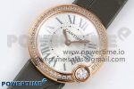 Ballon Blanc De Cartier 30mm RG DRF 1:1 Best Edition Silvered Texture Dial Diamonds Bezel on Green Leather Strap Ronda Quartz - Image 2