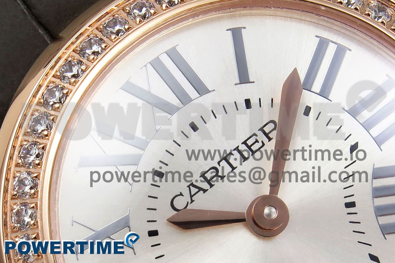 Ballon Blanc De Cartier 30mm RG DRF 1:1 Best Edition Silvered Texture Dial Diamonds Bezel on Green Leather Strap Ronda Quartz - Image 4