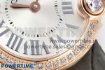 Ballon Blanc De Cartier 30mm RG DRF 1:1 Best Edition Silvered Texture Dial Diamonds Bezel on Green Leather Strap Ronda Quartz - Image 5