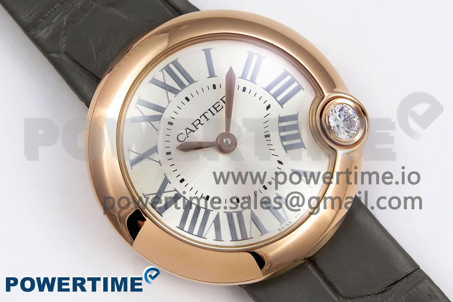 Ballon Blanc De Cartier 30mm RG DRF 1:1 Best Edition Silvered Texture Dial on Green Leather Strap Ronda Quartz - Image 8