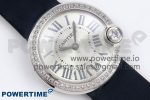 Ballon Blanc De Cartier 30mm SS DRF 1:1 Best Edition Silvered Texture Dial Diamonds Bezel on Blue Calfskin Strap Ronda Quartz - Image 3
