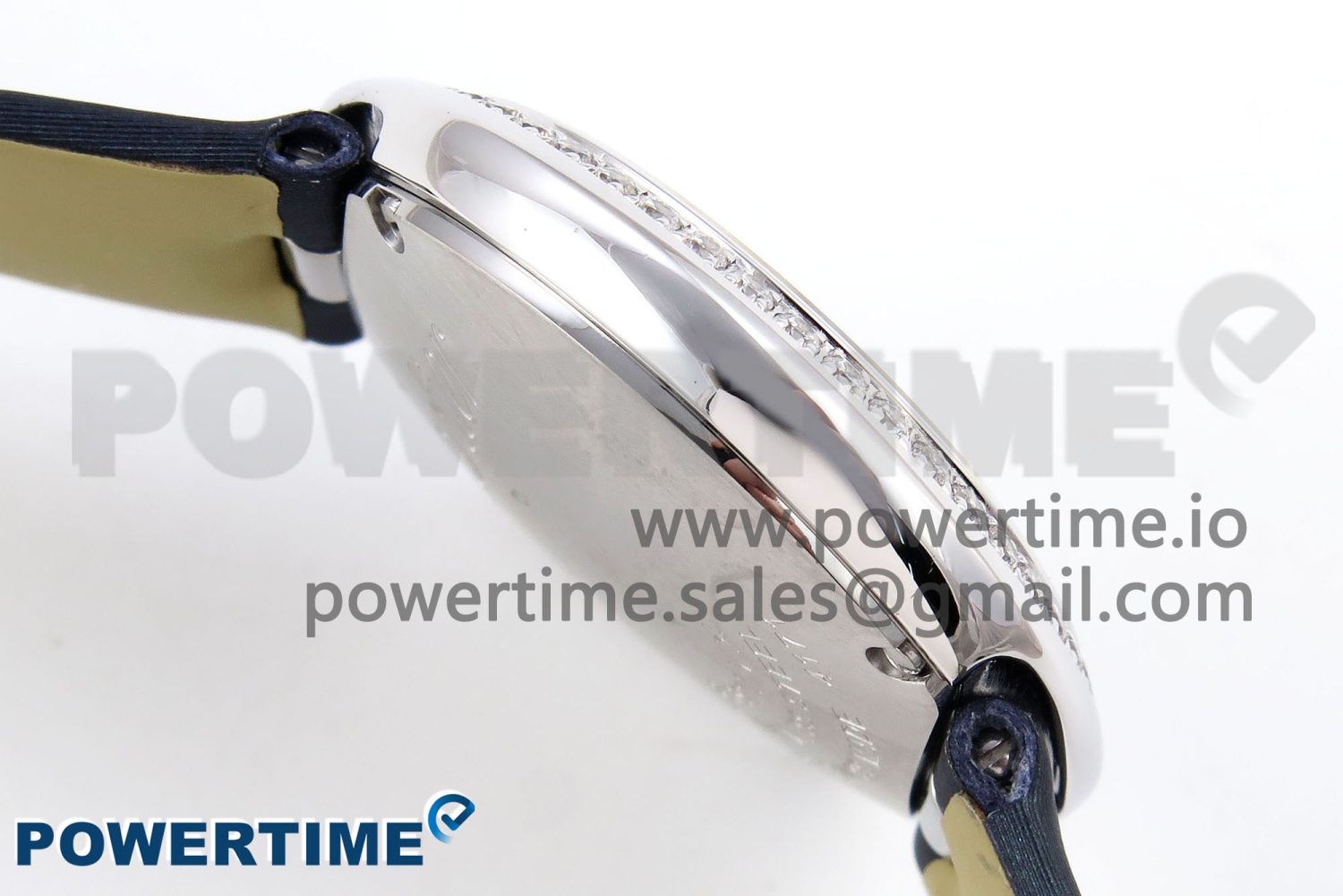 Ballon Blanc De Cartier 30mm SS DRF 1:1 Best Edition Silvered Texture Dial Diamonds Bezel on Blue Calfskin Strap Ronda Quartz - Image 7