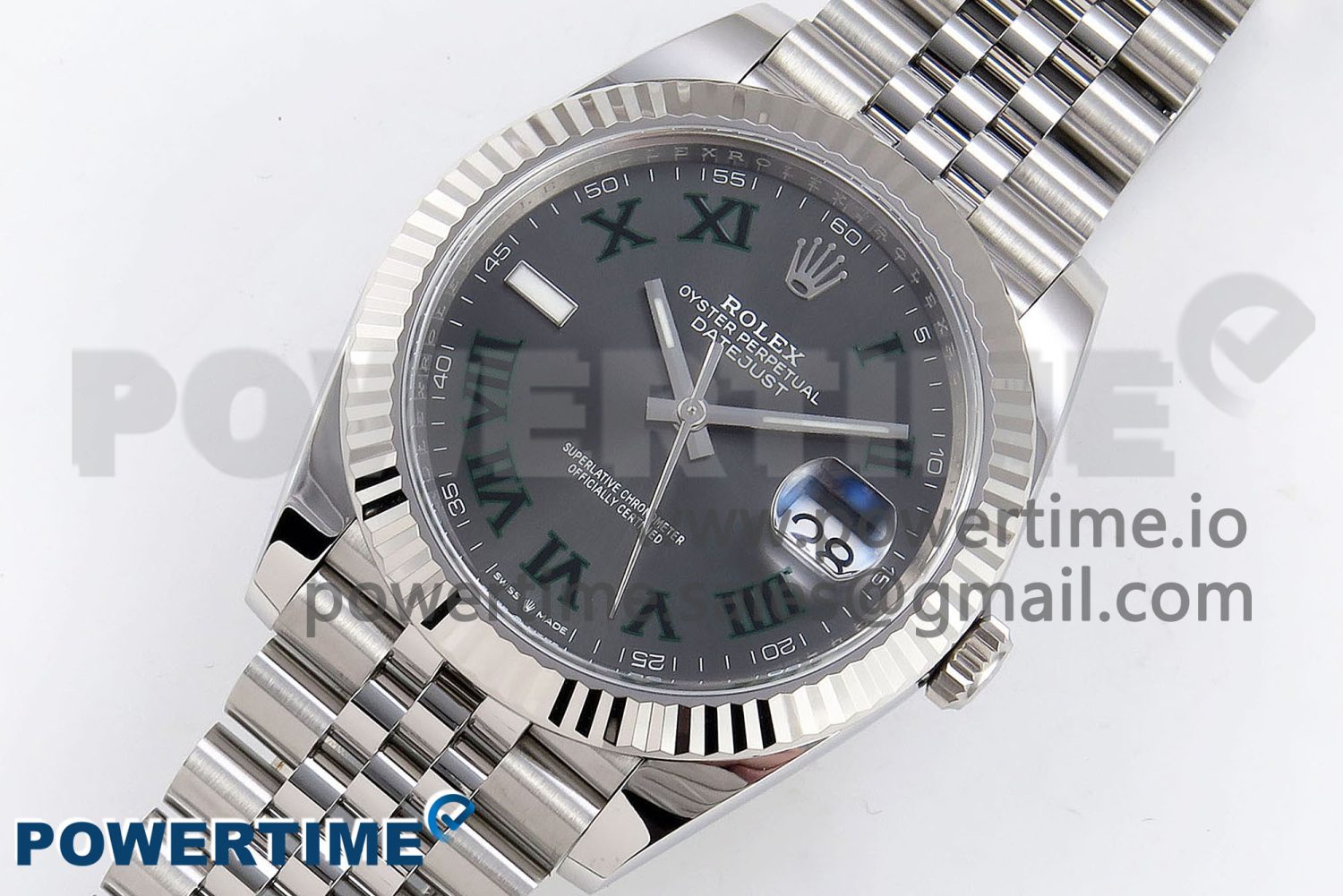 DateJust 41 126334 C+F 1:1 Best Edition 904L Steel Gray Dial Green Roman on SS Jubilee Bracelet VR3235 - Image 2